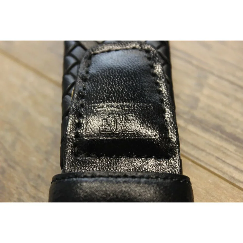 GF men's braided black leather casual dress belt 50‎ / 52